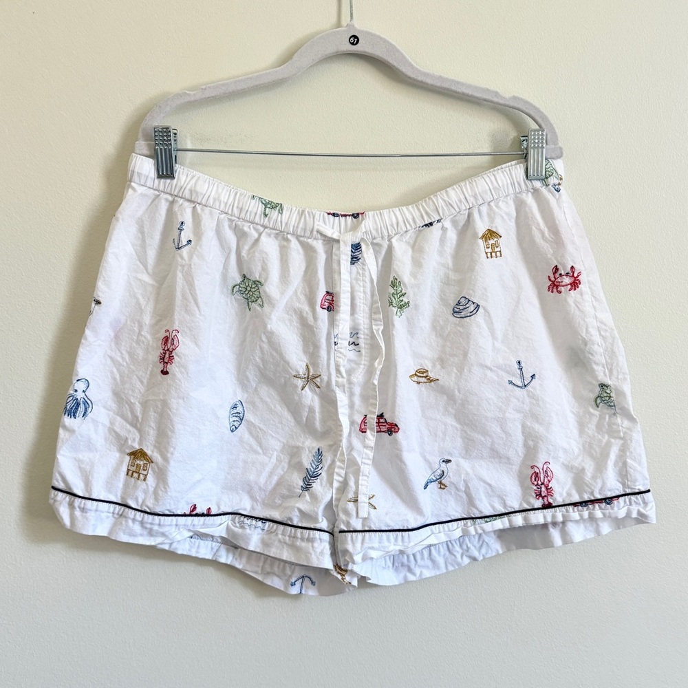 Printfresh Embroidered Beach Seashell Shorts Size… - image 1